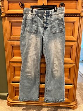 Indigo Poppy Light Wash Denim Jeans Sz 12 Flare Legs The Charley Bootcut